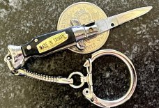 Miniature Keychain Switchblade Knife, Taiwan, Fishtail Style, Unused 
