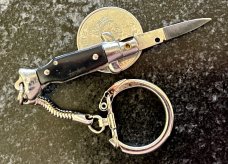 Miniature Keychain Switchblade Knife, Taiwan, Fishtail Style, Unused 