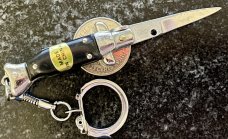 Miniature Keychain Switchblade Knife, China, 3.5 Inch Fishtail Style, Unused