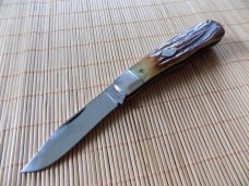 Unused KA-BAR Dog's head #11230 Stag 1988 Lockback knife