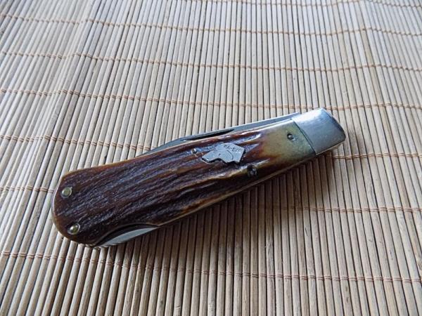Unused KA-BAR Dog's head #11230 Stag 1988 Lockback knife