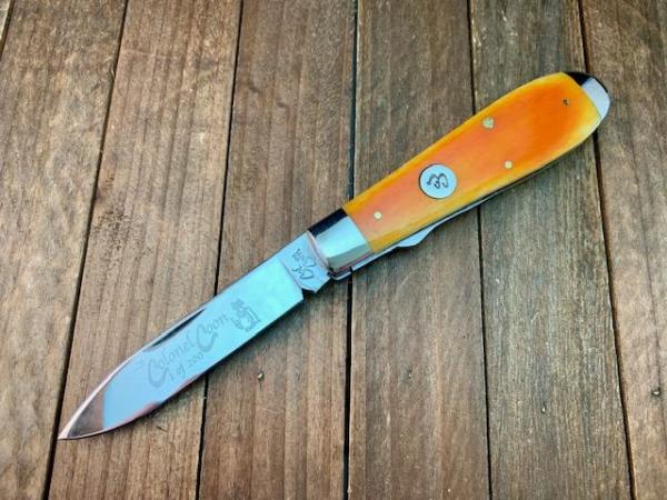 Colonel Coon by Queen Tear Drop Jack Liner Lock Smooth Orange Bone Colonel Coon by Queen Tear Drop Jack Liner Lock Smooth Orange Bone
