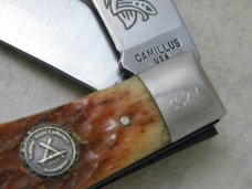 Camillus USA Bone 1988 NKCA Club Jumbo Trapper Knife 