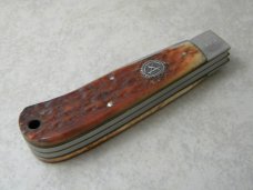 Camillus USA Bone 1988 NKCA Club Jumbo Trapper Knife 