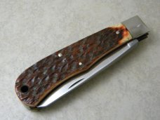 Camillus USA Bone 1988 NKCA Club Jumbo Trapper Knife 