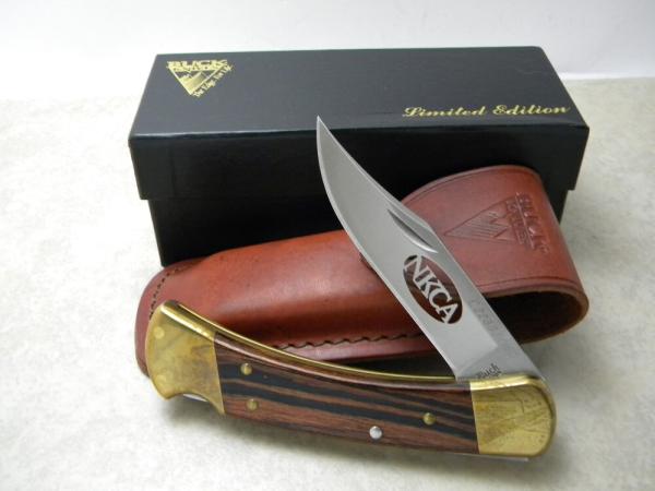 Buck Custom USA Wood NKCA Club Lockback Knife w/Pouch & Box