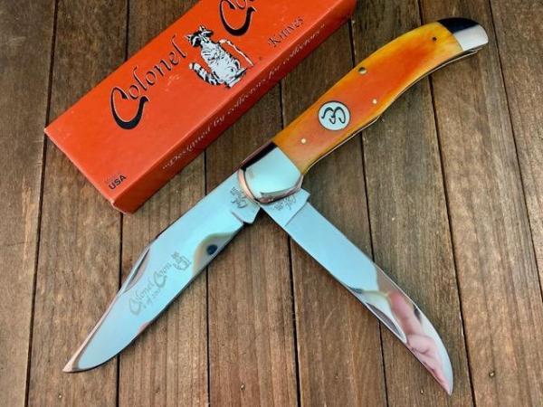 Colonel Coon by Queen Folding Hunter Smooth Orange Bone Saber Ground 1 of 200