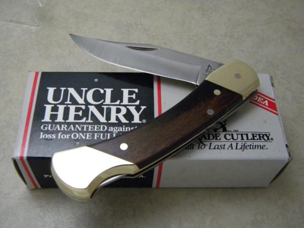 Schrade + USA LB7 Folding Hunter Bear Paw Knife w/Leather Pouch NIB