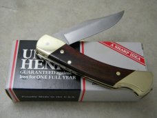 Schrade + USA LB7 Folding Hunter Bear Paw Knife w/Leather Pouch NIB