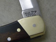 Schrade + USA LB7 Folding Hunter Bear Paw Knife w/Leather Pouch NIB