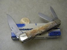 Parker Cut. Co. Japan Smooth Bone-Stag Lockback Whittler Knife in Box