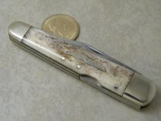 Parker Cut. Co. Japan Smooth Bone-Stag Lockback Whittler Knife in Box