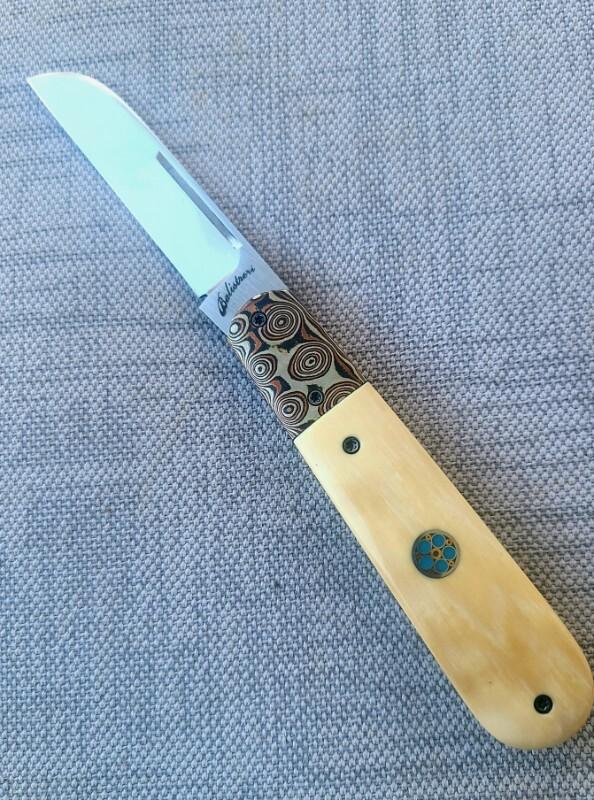 Vincenzo Balistreri Fancy Jack..3.75..Interior Mammoth..Rwl34..Mokume bolsters/accents..coa...slip. Vincenzo Balistreri Fancy Jack..3.75..Interior Mammoth..Rwl34..Mokume bolsters/accents..coa...slip.