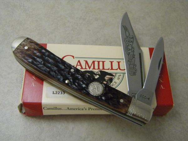 Camillus NY USA Bone 1995 NKCA Club Dogleg Trapper Knife NIB