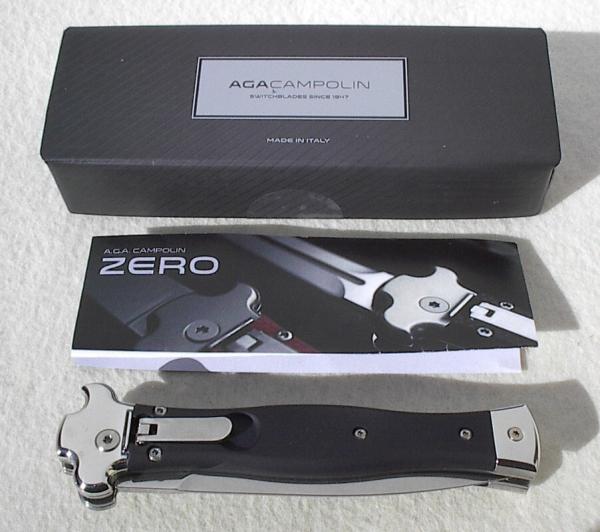 NEW AGA CAMPOLIN AUTOMATIC "ZERO" ANODIZED BLACK ALUMINIUM POLISHED DAGGER BLADE NEW AGA CAMPOLIN AUTOMATIC "ZERO" ANODIZED BLACK ALUMINIUM POLISHED DAGGER BLADE
