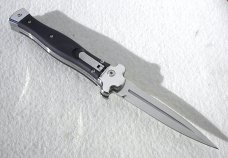 NEW AGA CAMPOLIN AUTOMATIC "ZERO" ANODIZED BLACK ALUMINIUM POLISHED DAGGER BLADE 