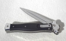 NEW AGA CAMPOLIN AUTOMATIC "ZERO" ANODIZED BLACK ALUMINIUM POLISHED DAGGER BLADE 