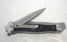 NEW AGA CAMPOLIN AUTOMATIC "ZERO" ANODIZED BLACK ALUMINIUM POLISHED DAGGER BLADE 