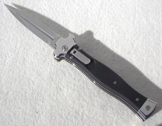 NEW AGA CAMPOLIN AUTOMATIC "ZERO" ANODIZED BLACK ALUMINIUM POLISHED DAGGER BLADE 