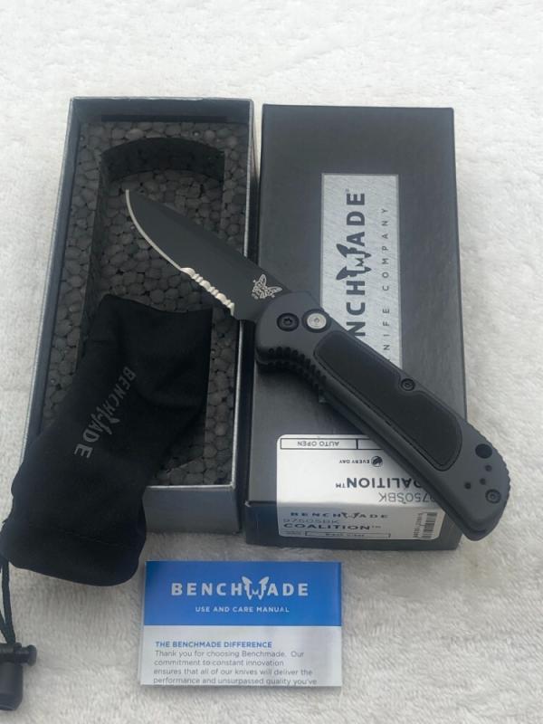 Benchmade 9750SBK Coalition Push Button Automatic Knife Made In USA New In Box Discontinued
