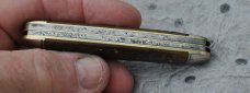Shapleigh Diamond Edge 3 Blade Jigged Bone 3 5/8" Closed Used Snap Like New D-E Shield 1920's