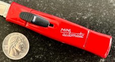 Vintage Red Mini Automatic Out The Front (OTF) Switchblade Knife, Made in Italy, Unused