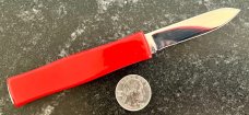 Vintage Red Mini Automatic Out The Front (OTF) Switchblade Knife, Made in Italy, Unused