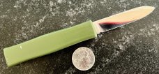 Vintage OD Green Mini Automatic Out The Front (OTF) Switchblade Knife, Made in Italy, Unused