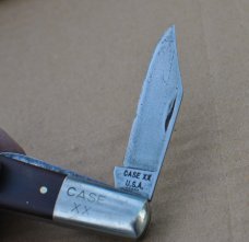 Case 2 Blade Barlow 5 Dot 1975 Light Use Saw Cut Delrin 3 1/4" Closed Nickel Long Bolsters