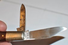 Case 2 Blade Barlow 5 Dot 1975 Light Use Saw Cut Delrin 3 1/4" Closed Nickel Long Bolsters