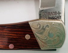 Vtg Schrade SCM-7 CUSTOM Folding Lock-Back Hunter Knife W/Leather Sheath