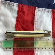 Schrade Scrimshaw Large Folding Hunter (SC705) w/ Bear catching Trout Wilderness Scene -NOS & M/NM