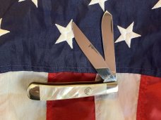 J A Henckels Trapper Pocket Knife w/ Rainbow Mother of Pearl Handles