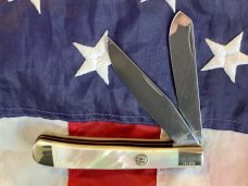 J A Henckels Trapper Pocket Knife w/ Rainbow Mother of Pearl Handles