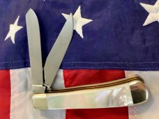 J A Henckels Trapper Pocket Knife w/ Rainbow Mother of Pearl Handles