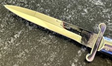 Rizzuto Estileto Milano Japan Swing Guard Switchblade Knife, Silver Color Button, Unused 