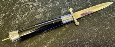 Rizzuto Estileto Milano Japan Swing Guard Switchblade Knife, Silver Color Button, Unused 