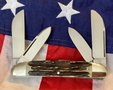 Hen & Rooster -Bertram Cutlery 2010 Large “Moon Shiner” Congress w/ Nice Stag Handles