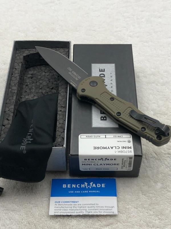 Benchmade Prototype 9570BK-1 Mini Claymore Push Button Auto With Integrated Safety NIB Made In USA Benchmade Prototype 9570BK-1 Mini Claymore Push Button Auto With Integrated Safety NIB Made In USA
