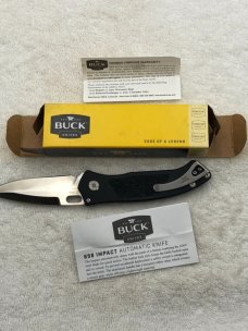 Buck Impact Push Button Auto Knife 0898BKS Sliding Safety Lock NIB Made In USA Discontinued