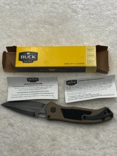 Buck Impact Push Button Auto Knife 0898BRS Sliding Safety Lock New In Box Made In USA Discontinued