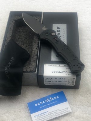 Benchmade Prototype 9570 BK Mini Claymore Push Button Auto Integrated Safety New In Box Made In