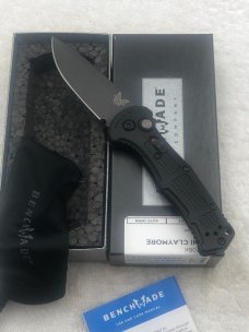 Benchmade Prototype 9570 BK Mini Claymore Push Button Auto Integrated Safety New In Box Made In