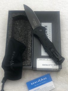 Benchmade Prototype 9570 BK Mini Claymore Push Button Auto Integrated Safety New In Box Made In