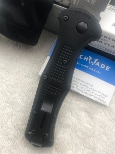 Benchmade Prototype 9570 BK Mini Claymore Push Button Auto Integrated Safety New In Box Made In