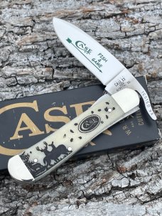 CASE XX ** SFO 2023 FISH & GAME WHITE TAIL DEER NATURAL SMOOTH BONE DROP POINT RUSSLOCK NEW ITEM