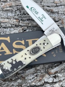 CASE XX ** SFO 2023 FISH & GAME WHITE TAIL DEER NATURAL SMOOTH BONE DROP POINT RUSSLOCK NEW ITEM