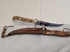 Vintage Puma 6393 Skinner Knife w/ Sheath Germany Pumaster Steel 1968 Clean