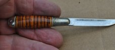Small Puukko Mint With Original Sheath 4 1/2" OAL Birch Handle Hump Back Pommel Name In Fuller