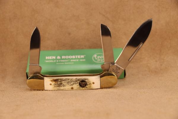 Hen & Rooster Canoe 3 Blade Deer Stag Handles BNIB Hen & Rooster Canoe 3 Blade Deer Stag Handles BNIB